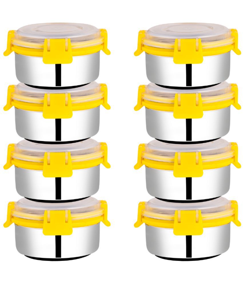     			BOWLMAN Smart Clip Lock Steel Yellow Food Container ( Set of 8 )
