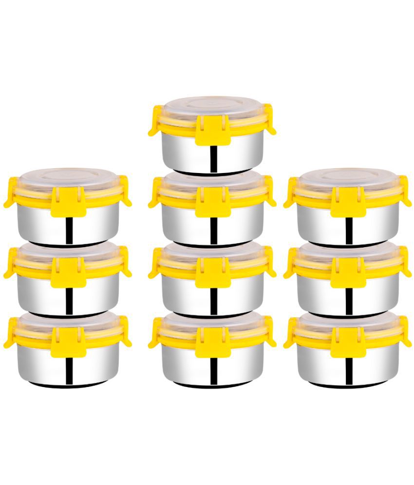     			BOWLMAN Smart Clip Lock Steel Yellow Food Container ( Set of 10 )