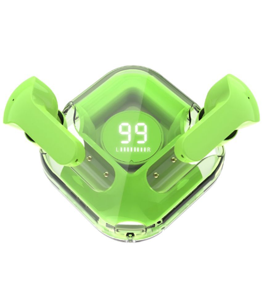     			COREGENIX Flash-pods Type C Bluetooth Headphone In Ear 30 Hours Playback Low Latency IPX5(Splash & Sweat Proof) Green