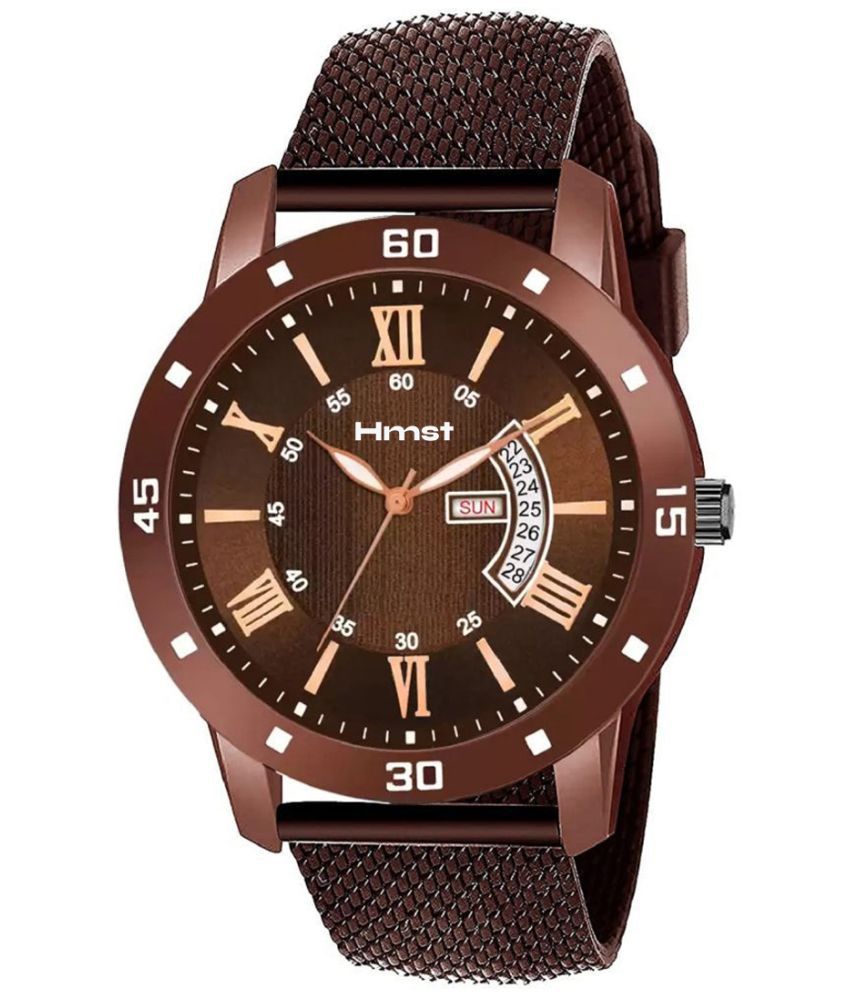    			HMST Brown Silicon Analog Men's Watch