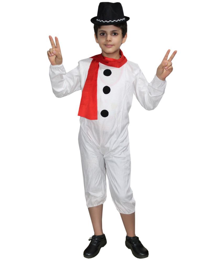     			Kaku Fancy Dresses Fairy Tales Snow Man Costume -White & Red, 5-6 Years, For Boys