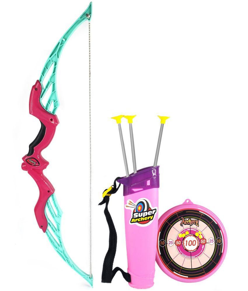     			RAINBOW RIDERS Archery Set Bow & Arrow Toy | Indoor, Outdoor Hunting Game with 3 Suction Cup Arrow, Bow, Target & Quiver - Premium Quality For Boys Girls Age 3+ Years Plastic Toy Multicolour Options Available
