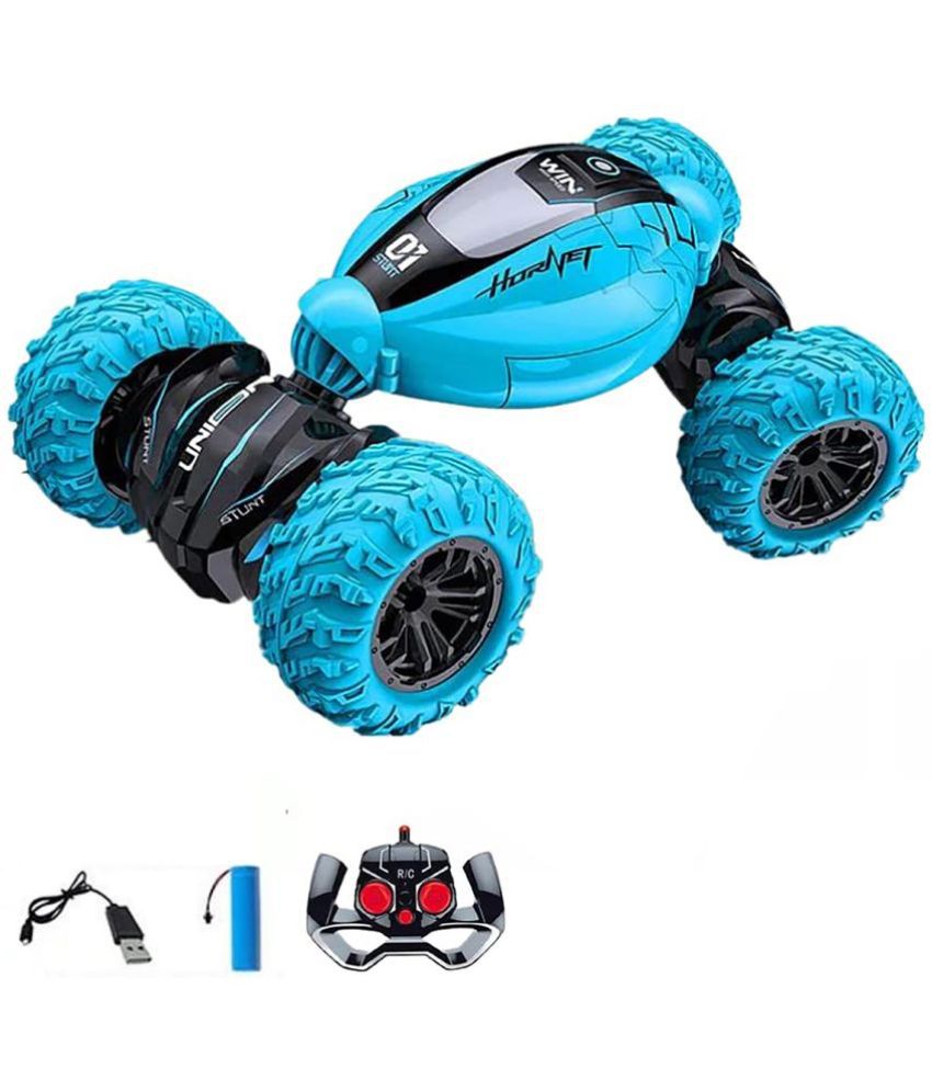     			RAINBOW RIDERS  Deform Stunt Reversal Climb Double Sided Stunt Racing Moka 4-Wheel- Drive Off Road Rock Crawler Remote Control Rechargeable RC Car with 2.4 GHz for Kids, Boys Girls & Adults For Age 4+ Years Plastic Battery Operated Toy