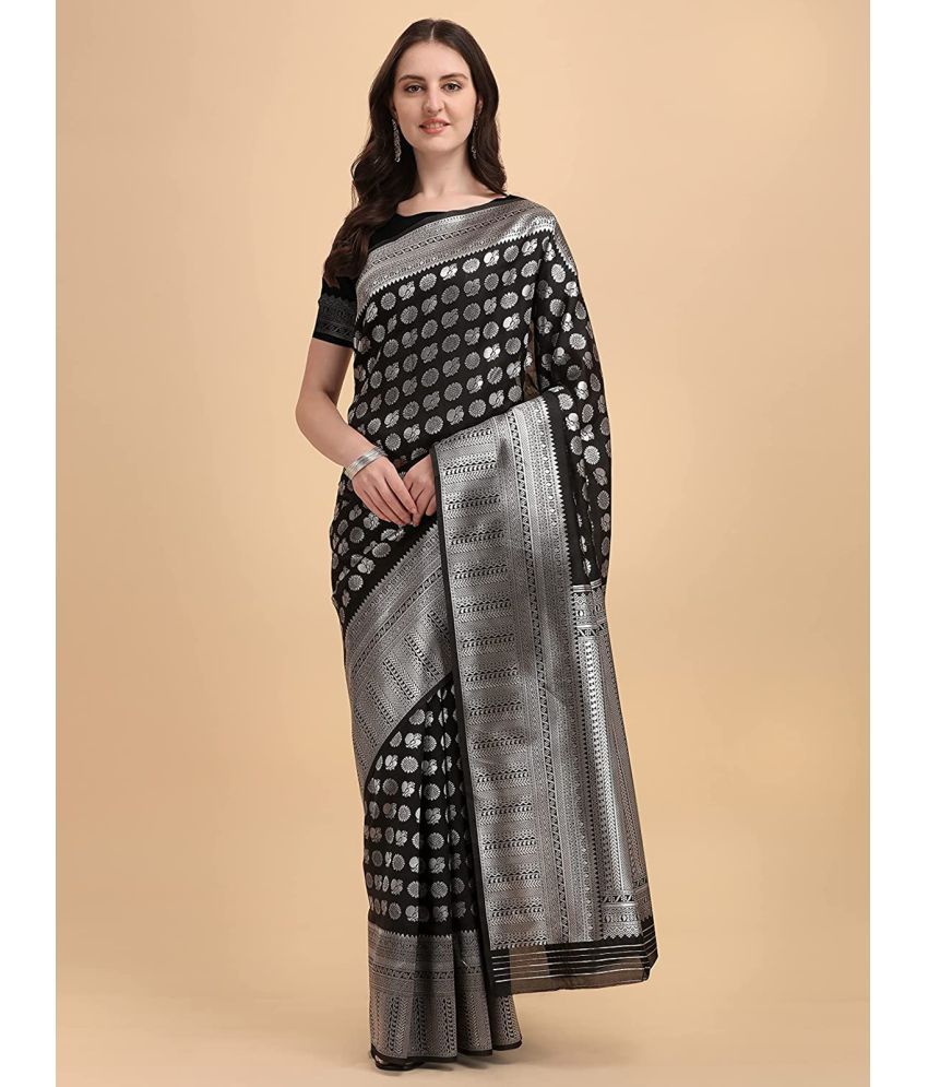     			Rangita Women Ethnic Motifs Woven Banarasi Silk Saree with Blouse Piece - Black