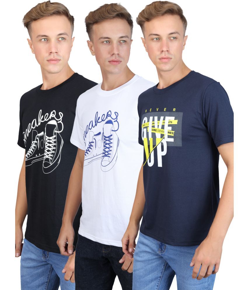     			Supersquad 100% Cotton Regular Fit Printed Half Sleeves Men's T-Shirt - Multicolor ( Pack of 3 )