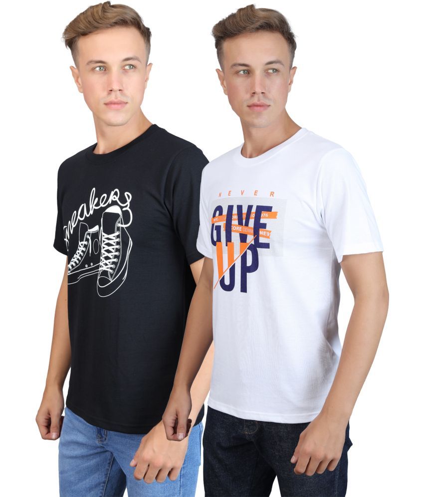     			Supersquad 100% Cotton Regular Fit Printed Half Sleeves Men's T-Shirt - Multicolor ( Pack of 2 )