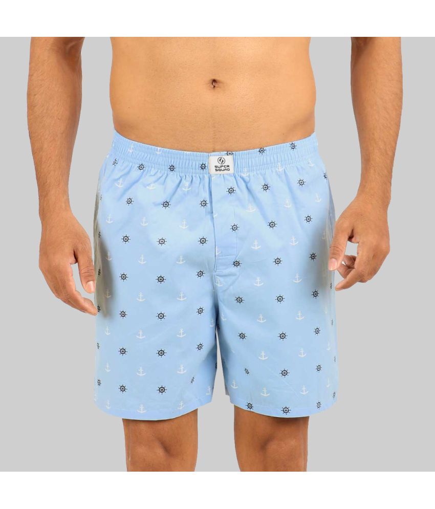     			Supersquad Pack of 1 Cotton Boxers For Men's ( Sky Blue )