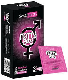 NottyBoy 3-IN-1 Multi Textured Condom - Dotted, Ribbed, Contoured - 10 Units