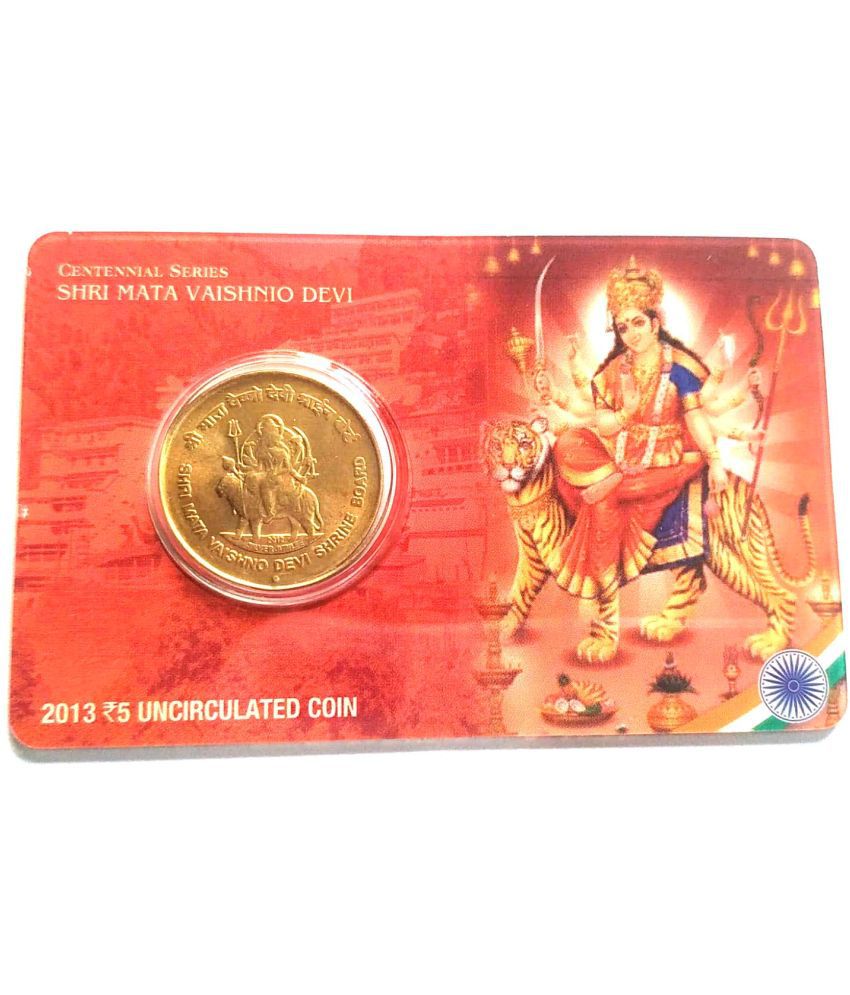     			5 Rupees Coin Shri Mata Vaishno Devi Shrine Board