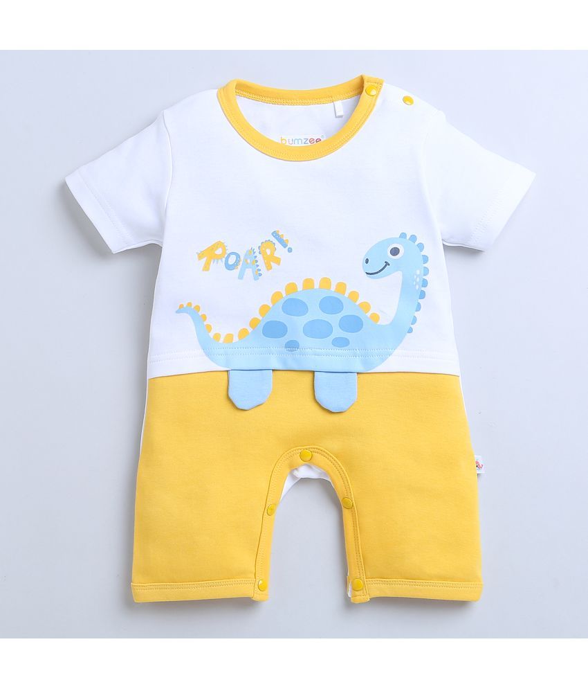     			BUMZEE White Cotton Rompers For Baby Boy ( Pack of 1 )