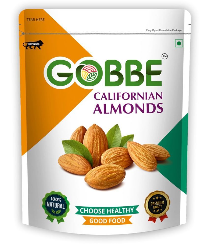     			GOBBE Premium Californian Almonds/Badam | Gluten Free & Low Calorie & High Protein Nuts | Healthy dry fruits- 200 Grams (Pack of-1)