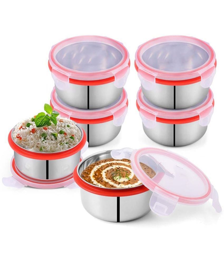     			HOMETALES Stainless Steel Kitchen Containers/Tiffin/Lunch Box,350ml each (6U)
