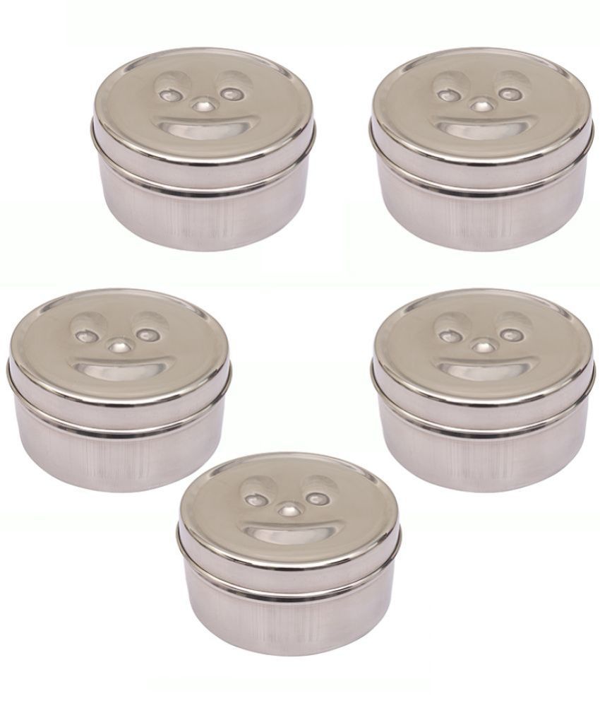     			HOMETALES Stainless Steel Kitchen Smiley Containers/Tiffin/Lunch Box,350ml each (5U)