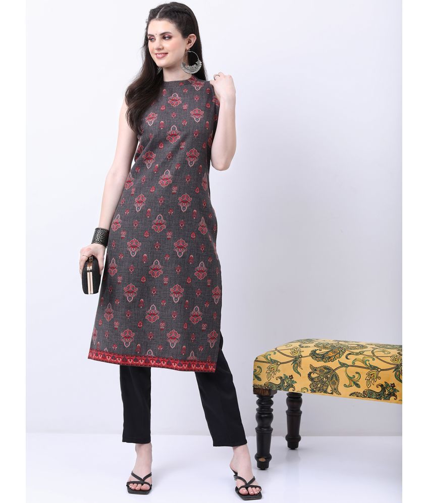     			Ketch Polyester Printed Kurti With Pants Women's Stitched Salwar Suit - Black ( Pack of 1 )