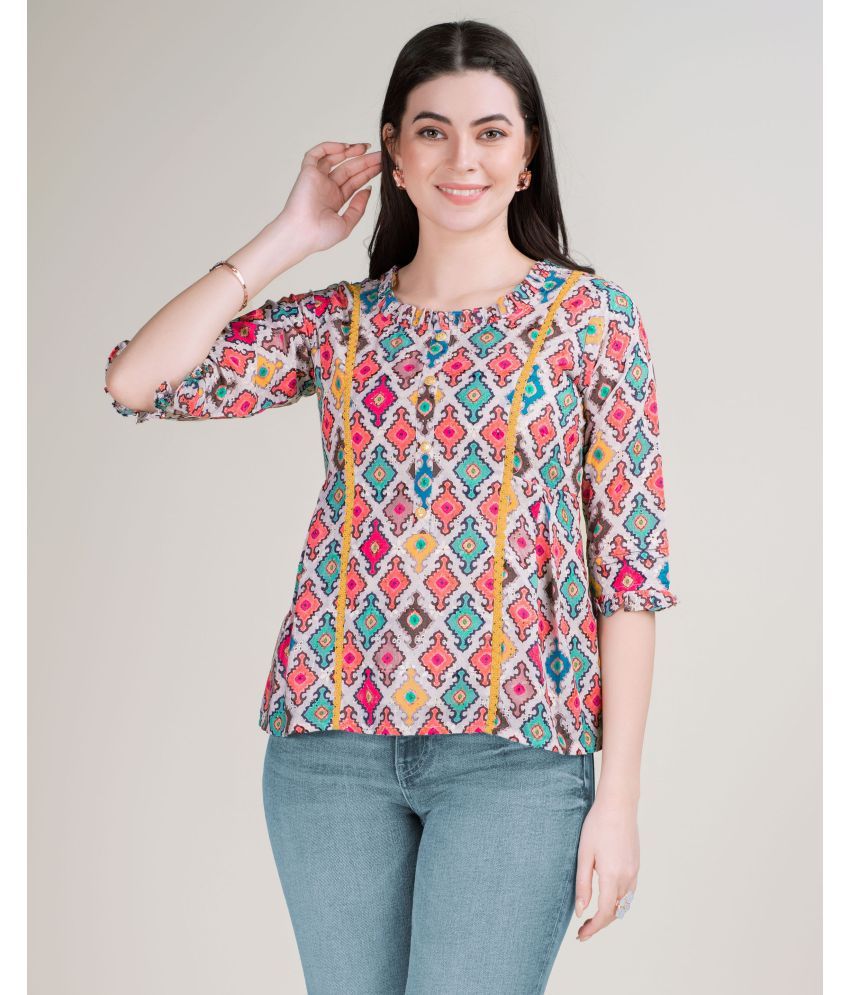     			MOJILAA Multicolor Cotton Blend Women's A-Line Top ( Pack of 1 )