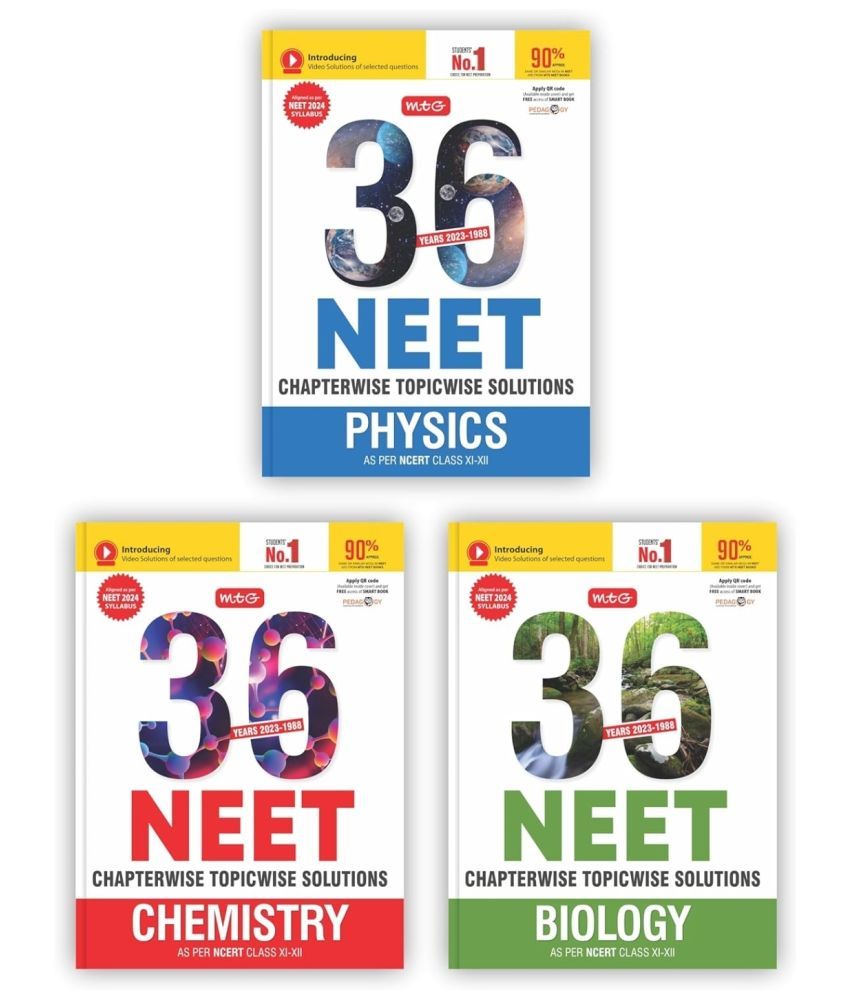     			MTG 36 Years NEET Previous Year Solved Question Papers with NEET PYQ Chapterwise Topicwise Solutions - Physics, Chemistry & Biology For NEET Exam 2024 As Per NMC NEET Rationalised Syllabus