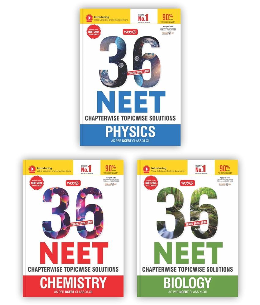     			MTG 36 Years NEET Previous Year Solved Question Papers with NEET PYQ Chapterwise Topicwise Solutions - Physics, Chemistry & Biology For NEET Exam 2024 As Per NMC NEET Rationalised Syllabus | Get Free access of Smart Book Paperback – 8 May 2023