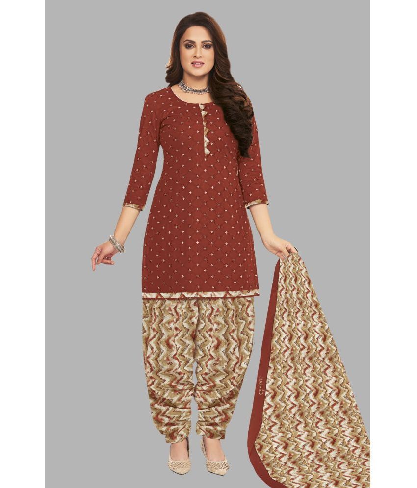     			SIMMU Unstitched Cotton Printed Dress Material - Maroon ( Pack of 1 )