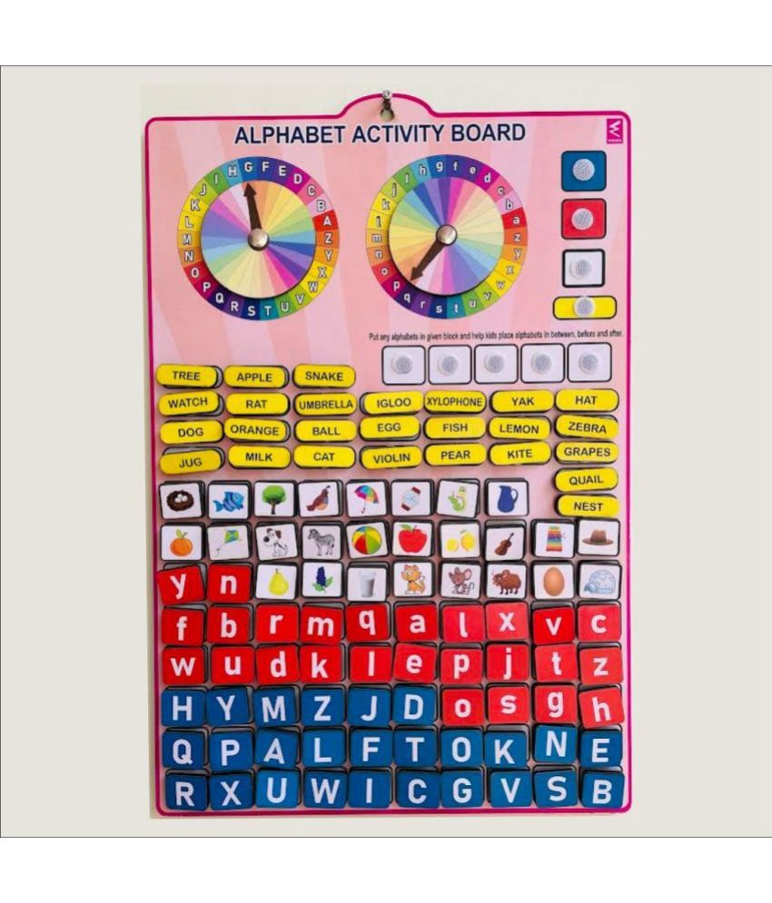     			WISSEN Wooden Alphabet Activity Learning Board- Velcro Based for Kids
