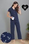 Clovia Blue Cotton Women's Nightwear Nightsuit Sets ( Pack of 2 )