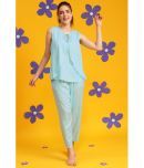 Clovia Blue Rayon Women's Nightwear Nightsuit Sets ( Pack of 2 )