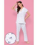 Clovia White Rayon Women's Nightwear Nightsuit Sets ( Pack of 2 )