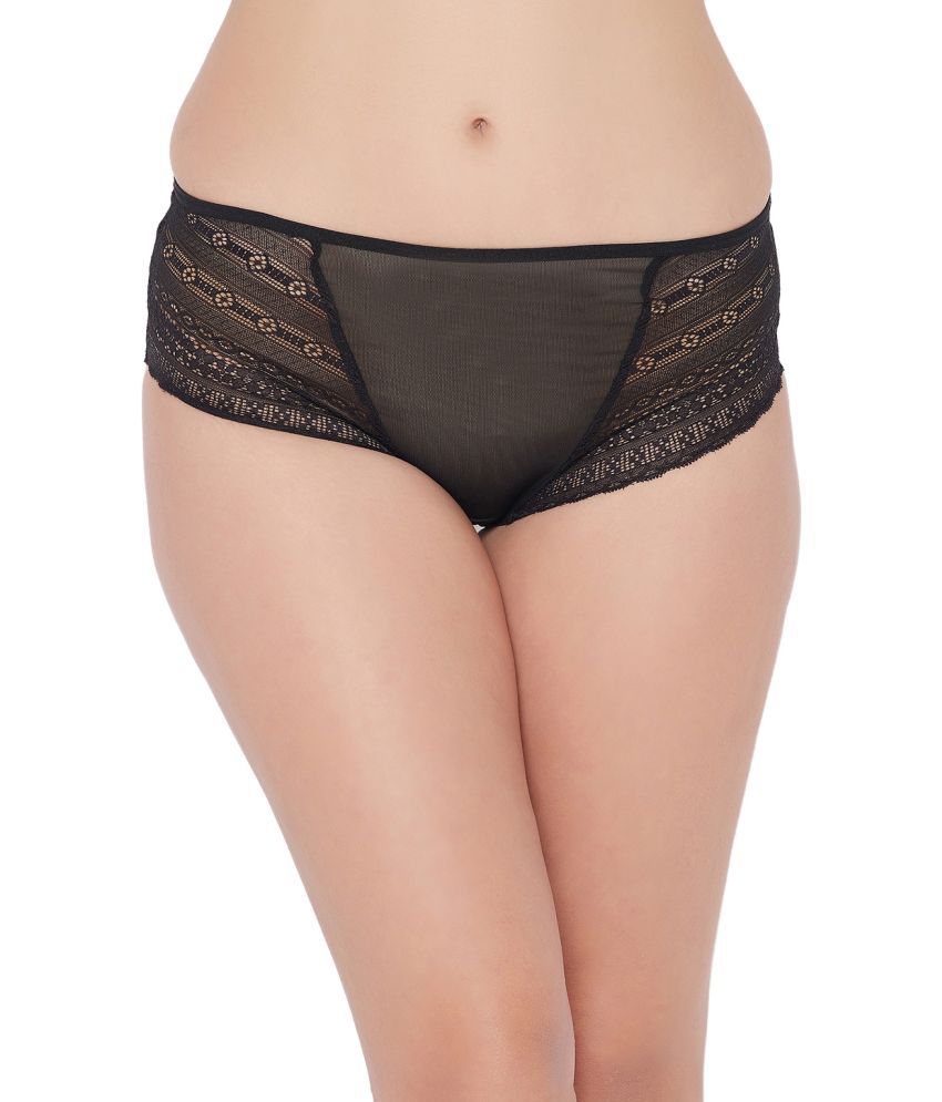     			Clovia Pack of 1 Lace Solid Women's Hipster ( Black )