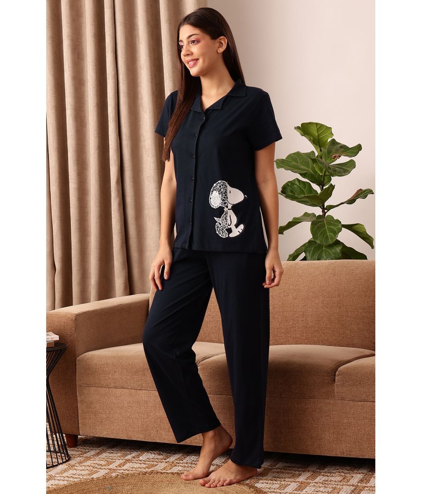     			Clovia Blue Cotton Women's Nightwear Nightsuit Sets ( Pack of 2 )