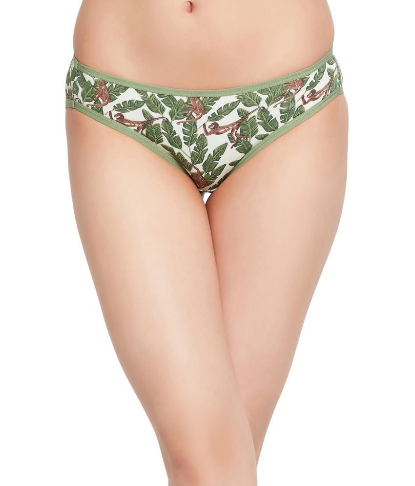     			Clovia Cotton Printed Women's Bikini ( Green )