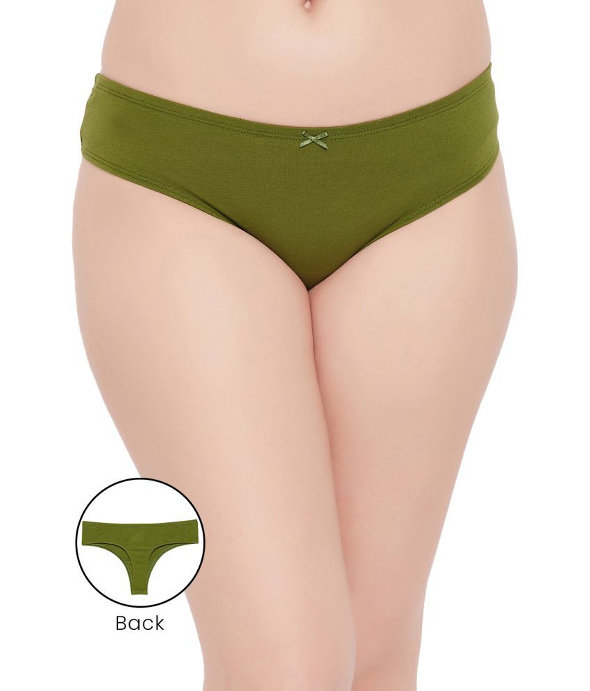     			Clovia Green Cotton Solid Women's Thongs ( Pack of 1 )