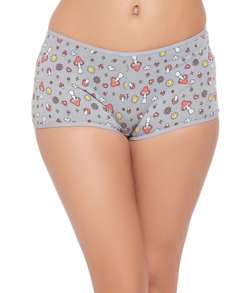     			Clovia Grey Cotton Printed Women's Boy Shorts ( Pack of 1 )