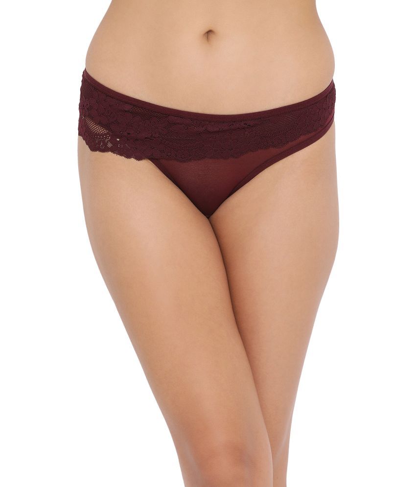     			Clovia Maroon Lace Printed Women's Thongs ( Pack of 1 )