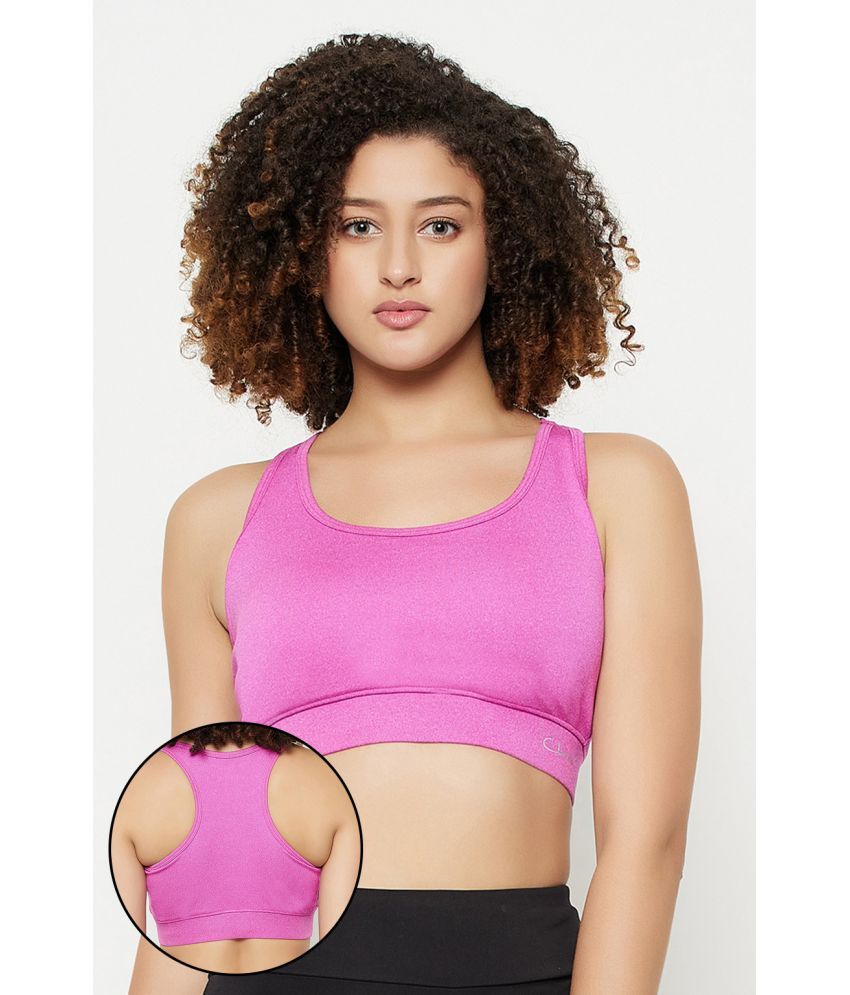     			Clovia Pink Polyester Removable Padding Women's Sports Bra ( Pack of 1 )