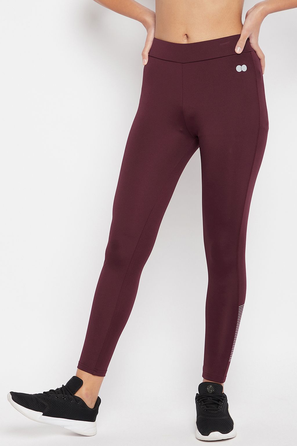     			Clovia Purple Polyester Solid Tights - Single