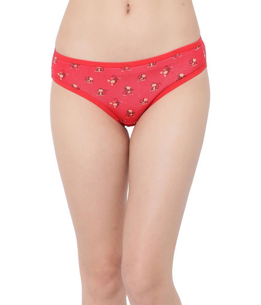     			Clovia Cotton Printed Women's Bikini ( Red )