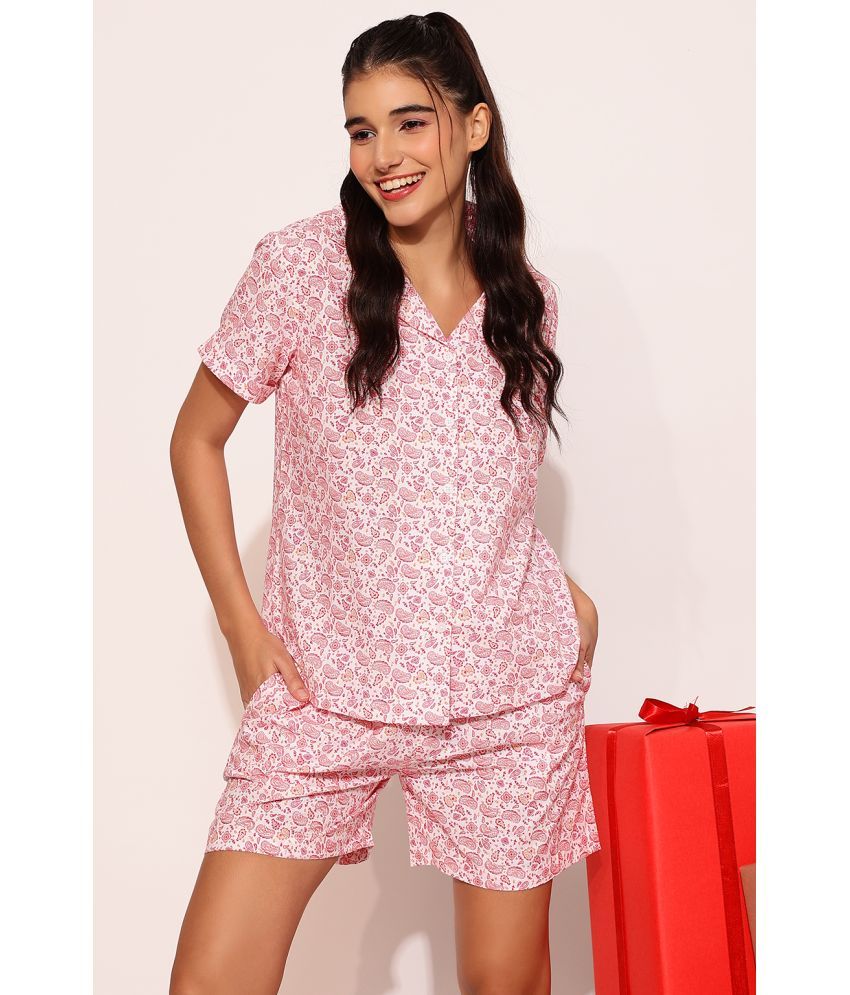     			Clovia White Cotton Women's Nightwear Nightsuit Sets ( Pack of 2 )