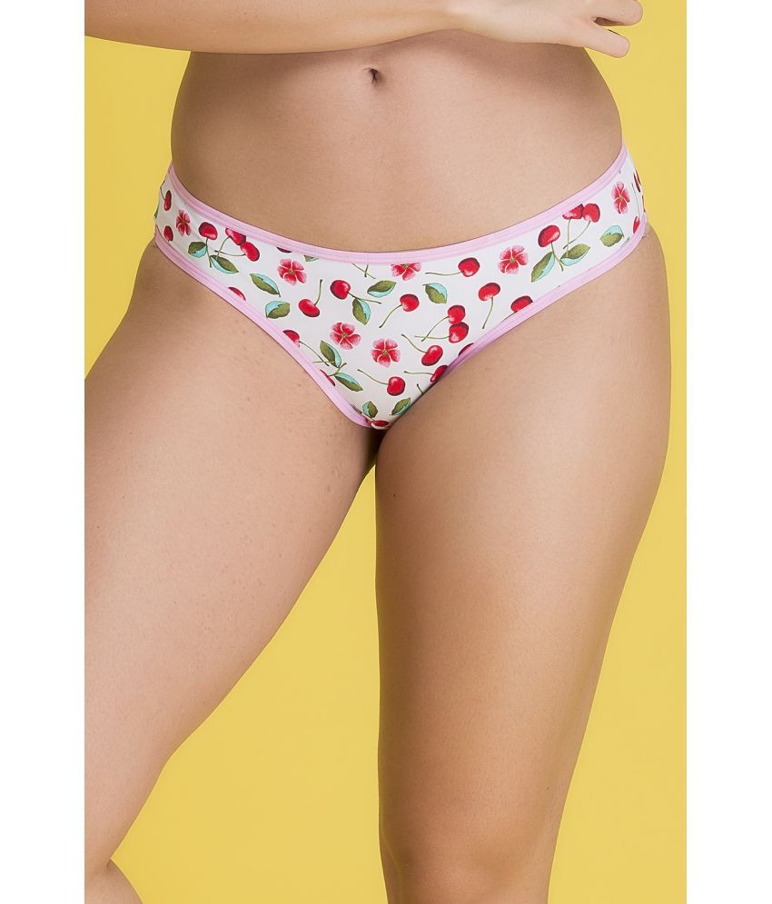     			Clovia White Polyester Printed Women's Thongs ( Pack of 1 )