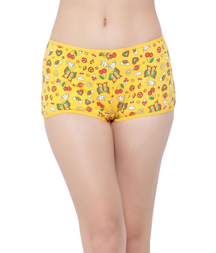     			Clovia Yellow Cotton Printed Women's Boy Shorts ( Pack of 1 )