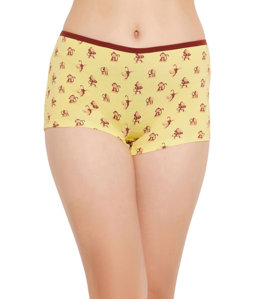     			Clovia Yellow Cotton Printed Women's Boy Shorts ( Pack of 1 )