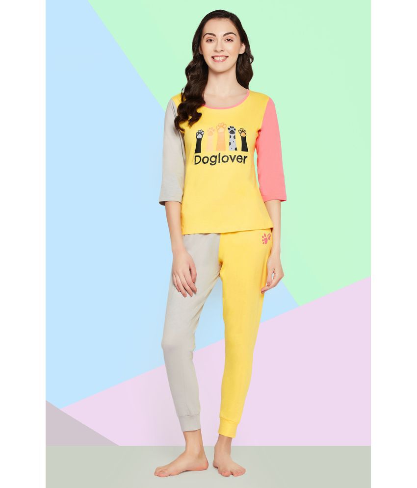     			Clovia Yellow Cotton Women's Nightwear Nightsuit Sets ( Pack of 2 )