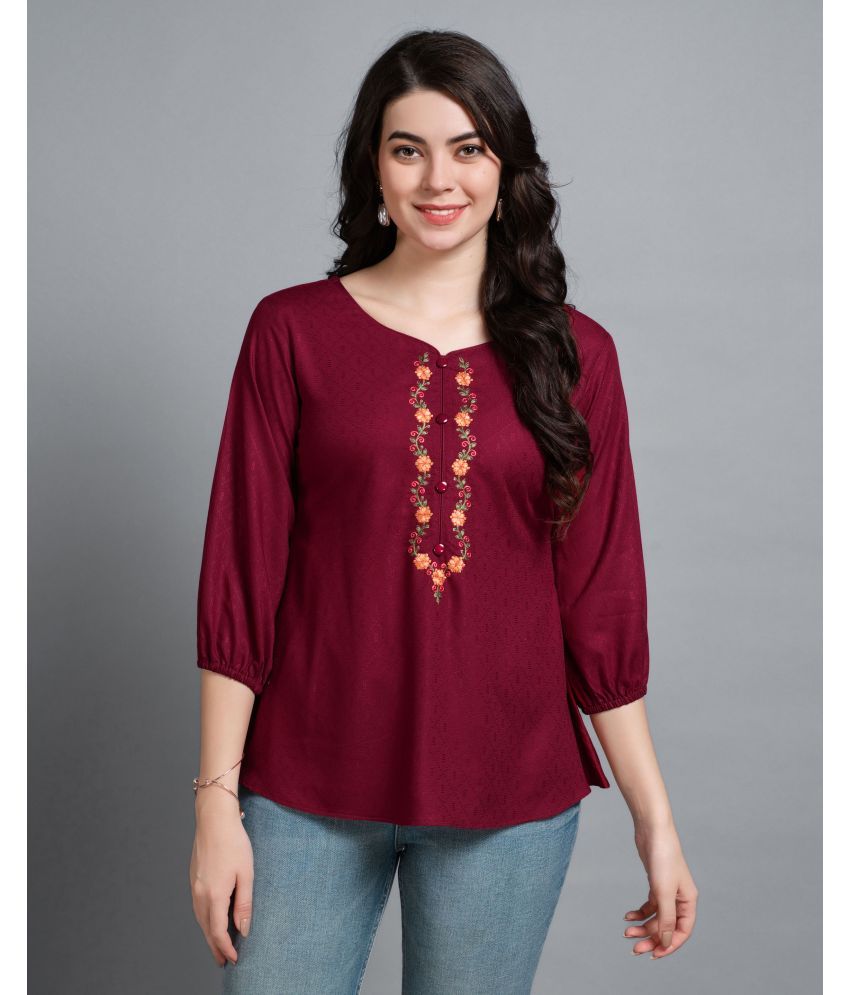     			MOJILAA Maroon Viscose Women's A-Line Top ( Pack of 1 )