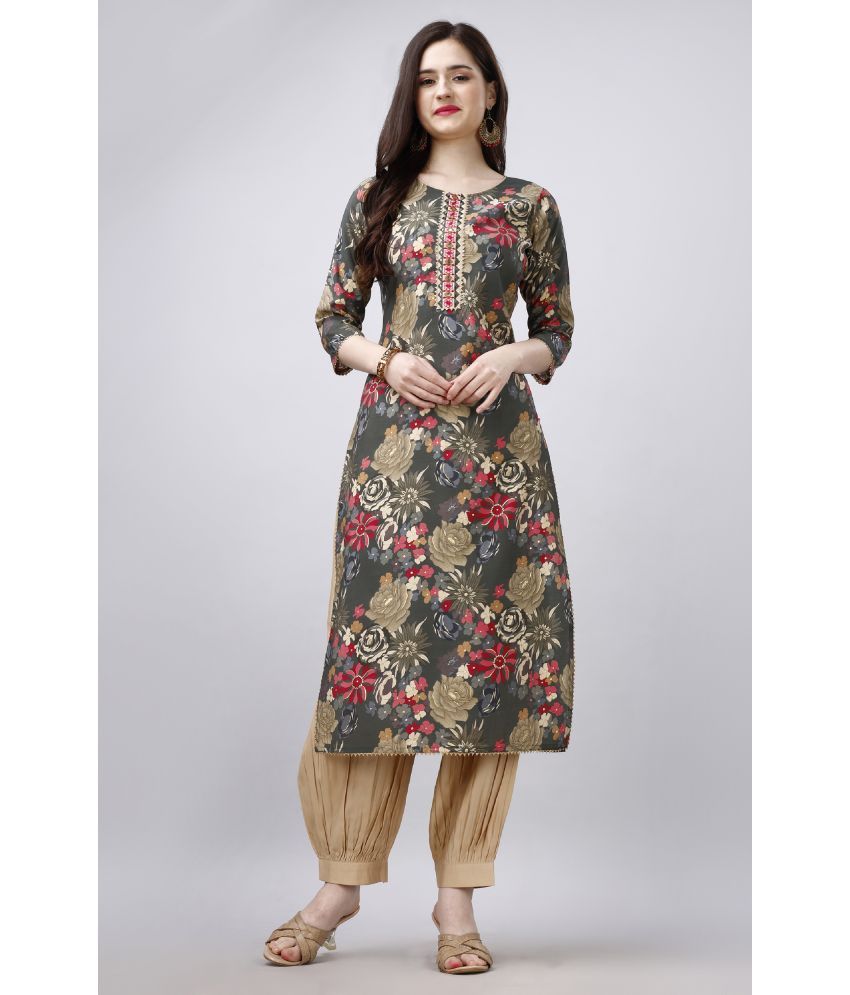     			MOJILAA Viscose Printed Kurti With Salwar Women's Stitched Salwar Suit - Green ( Pack of 1 )