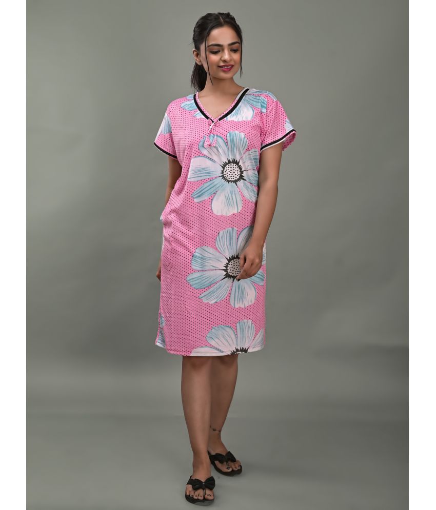     			Apratim Pink Hosiery Women's Nightwear Nighty & Night Gowns ( Pack of 1 )