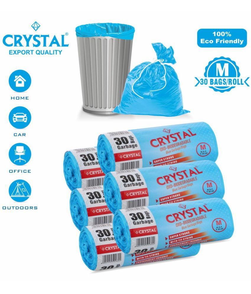     			Crystal Oxo Biodegradable Blue Garbage Bags (19 x 21 inch, Medium) Pack of 6 (30 pieces each)