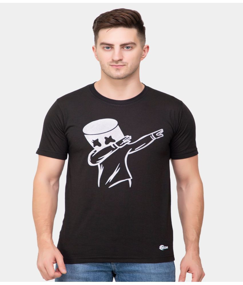     			EKOM Cotton Blend Regular Fit Printed Half Sleeves Men's T-Shirt - Black ( Pack of 1 )