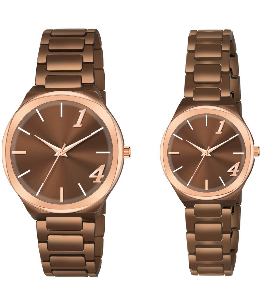     			Newman Brown Metal Analog Couple's Watch