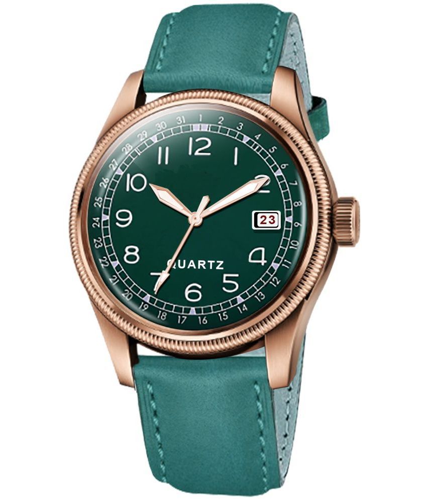     			Newman Green Leather Analog Men's Watch