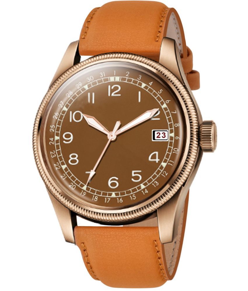     			Newman Orange Leather Analog Men's Watch
