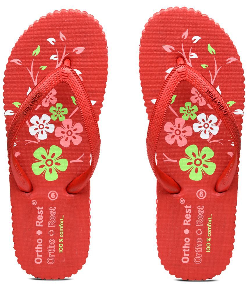     			Ortho + Rest Red Women's Thong Flip Flop