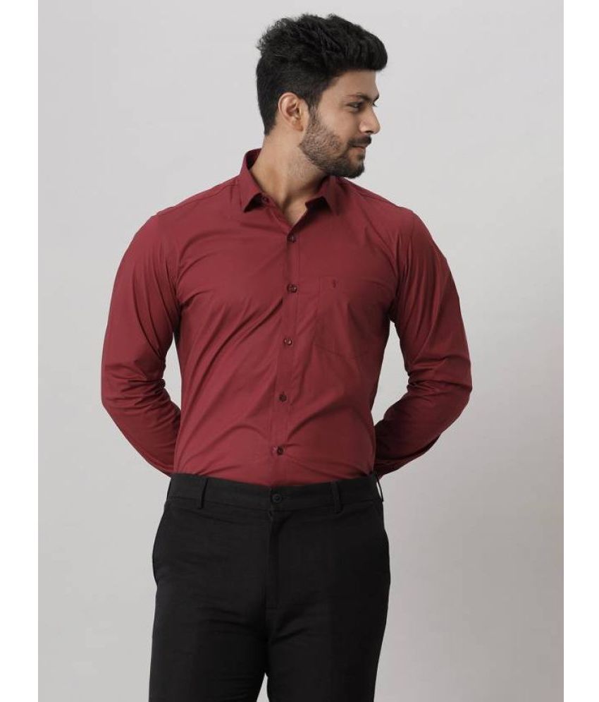     			Ramraj cotton Cotton Blend Slim Fit Solids Full Sleeves Men's Casual Shirt - Maroon ( Pack of 1 )